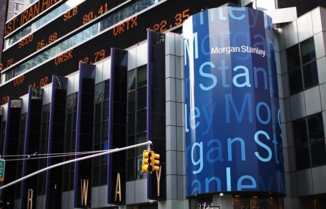 The corporate logo of financial firm Morgan Stanley is pictured on the company's world headquarters in the Manhattan borough of New York City, January 20, 2015.   REUTERS/Mike Segar